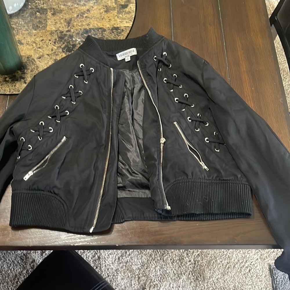 Black Fashion Nova cropped Bomber